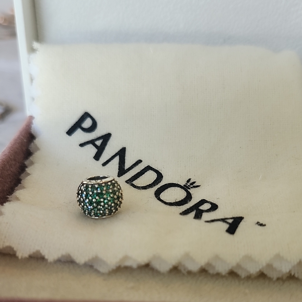 Pandora Silver Charm with Emerald Hues